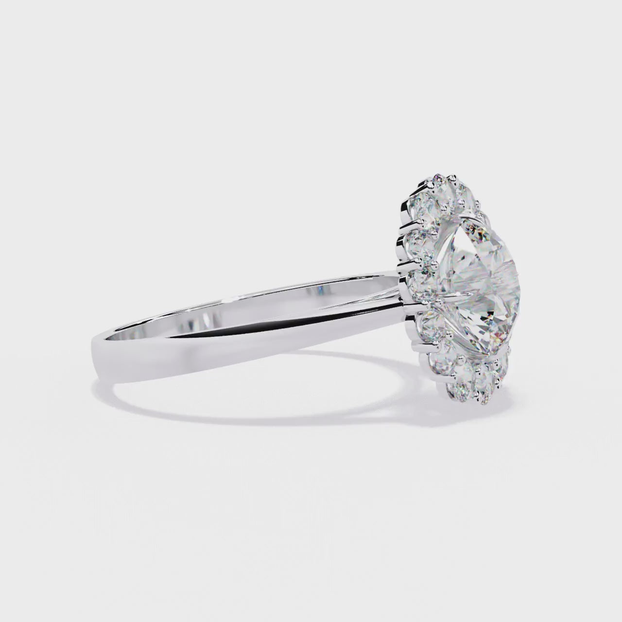 The Evans Round Halo with Cathedral Engagement Ring