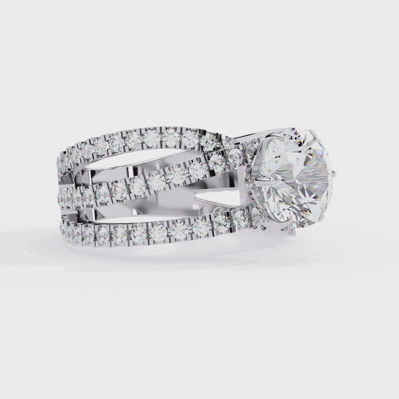 The Azim Round Three Cross Band Engagement Ring