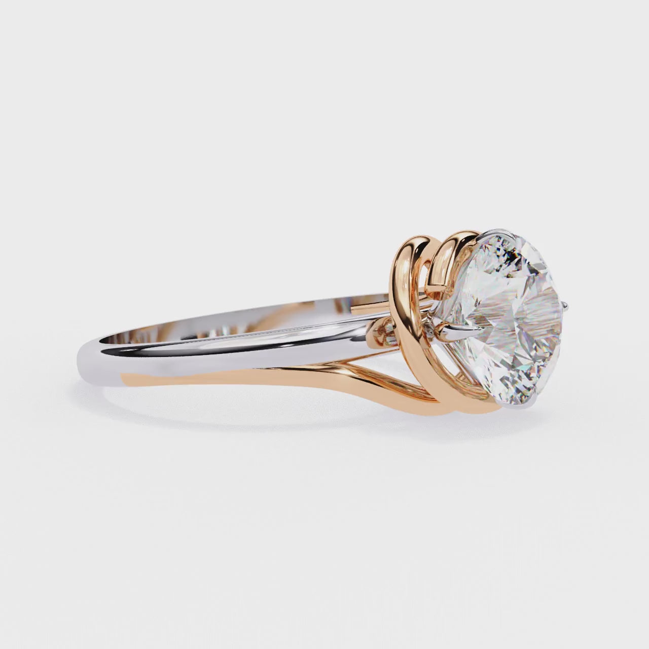 The Carly Round Solitaire Wave Style Engagement Ring