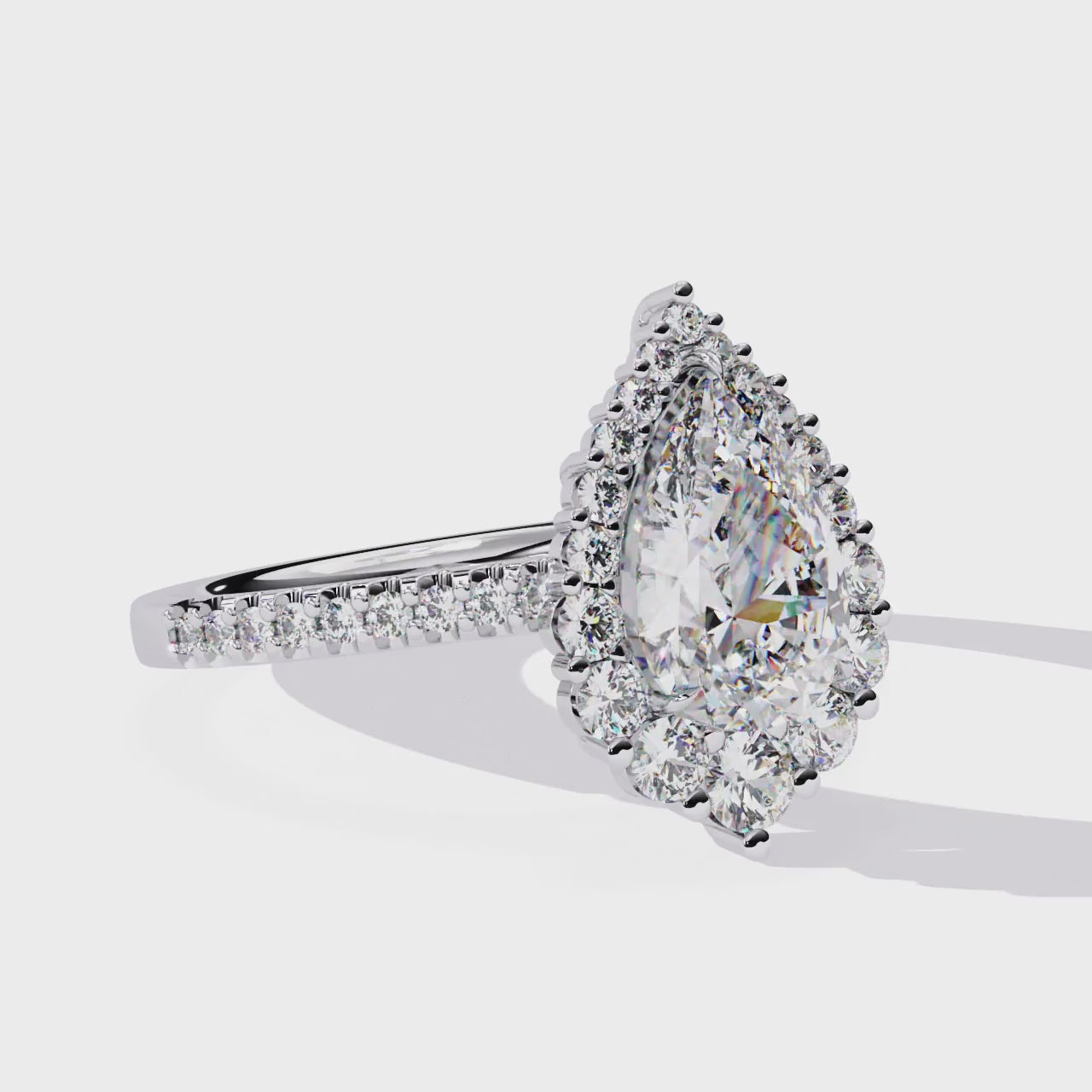 The Durante Pear Halo With French Pave Engagement Ring