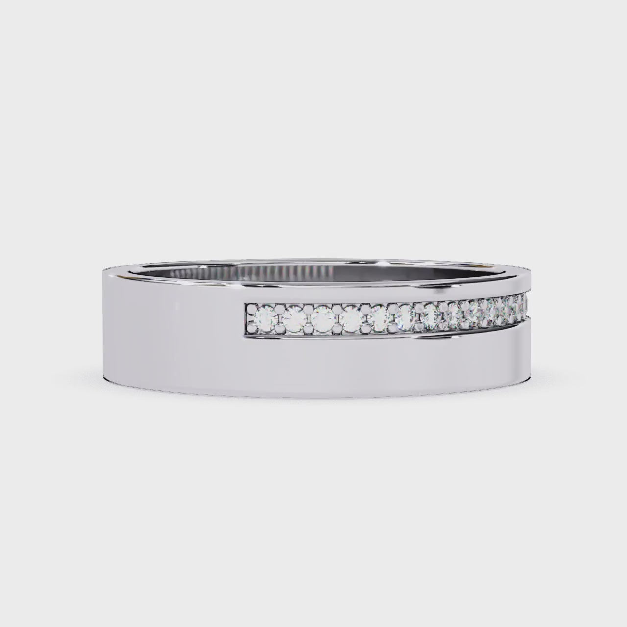 The Francis Diamond Grooved Comfort Fit Wedding Band