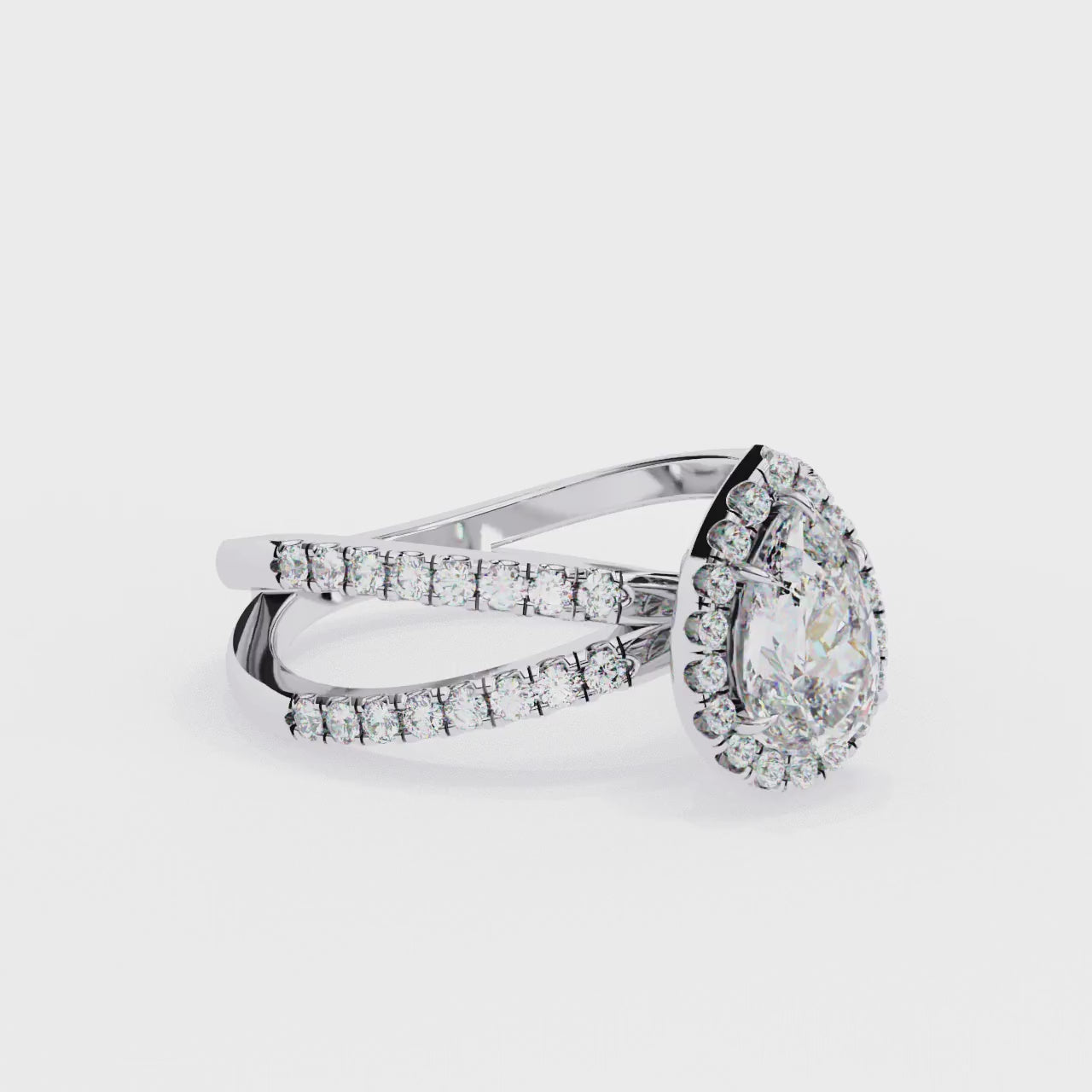 The Jamie Pear Halo with Split Shank Engagement Ring
