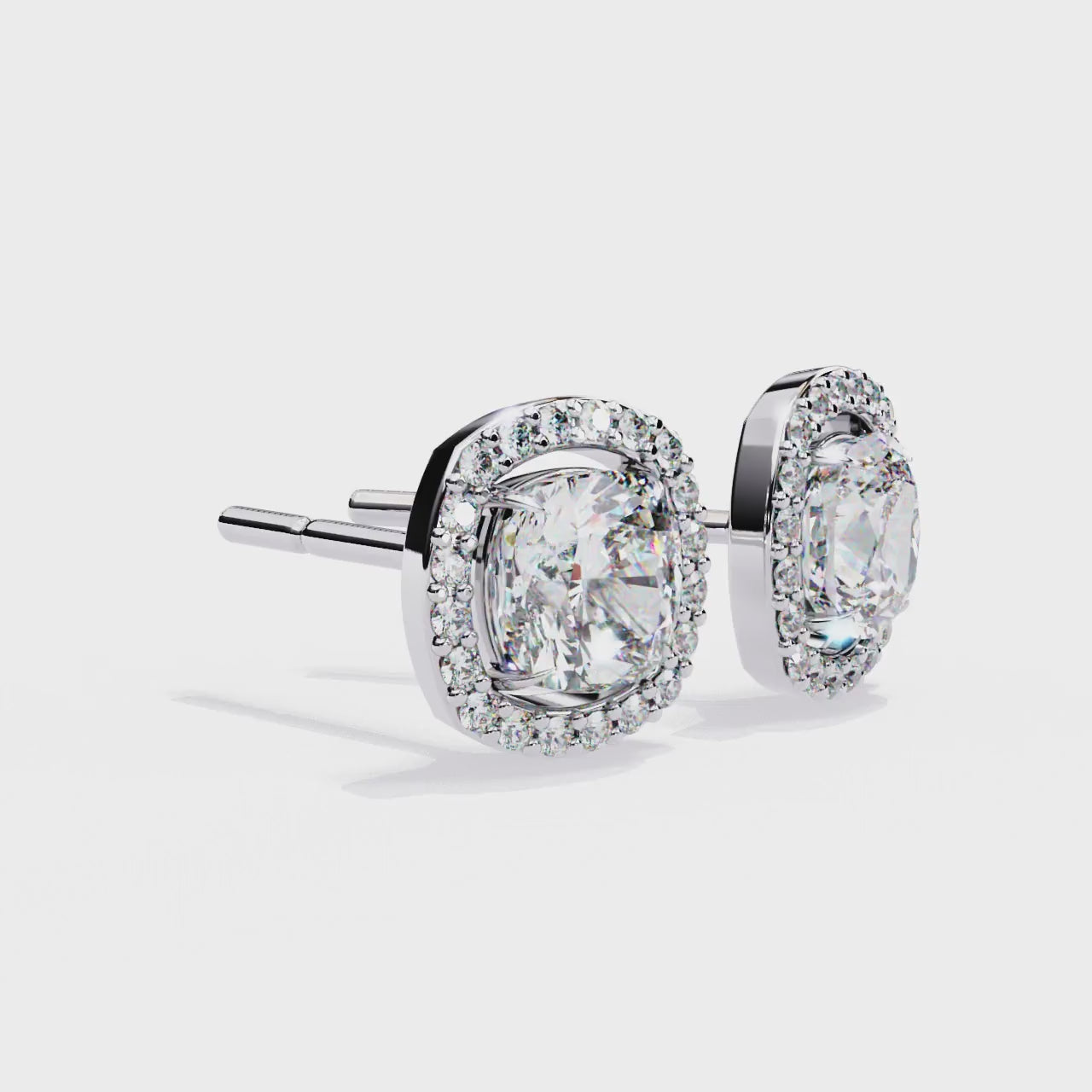 The Elijah Cushion Halo Style Stud Earrings