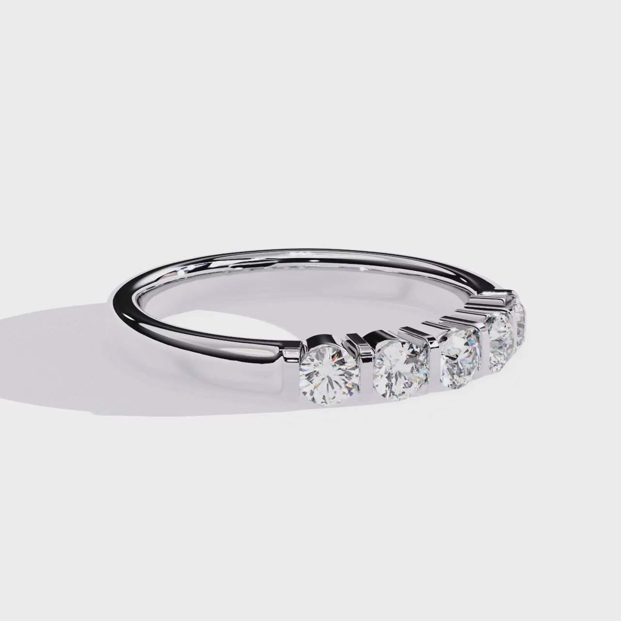 The Dela Round 5 Stone Bar Set Wedding Band