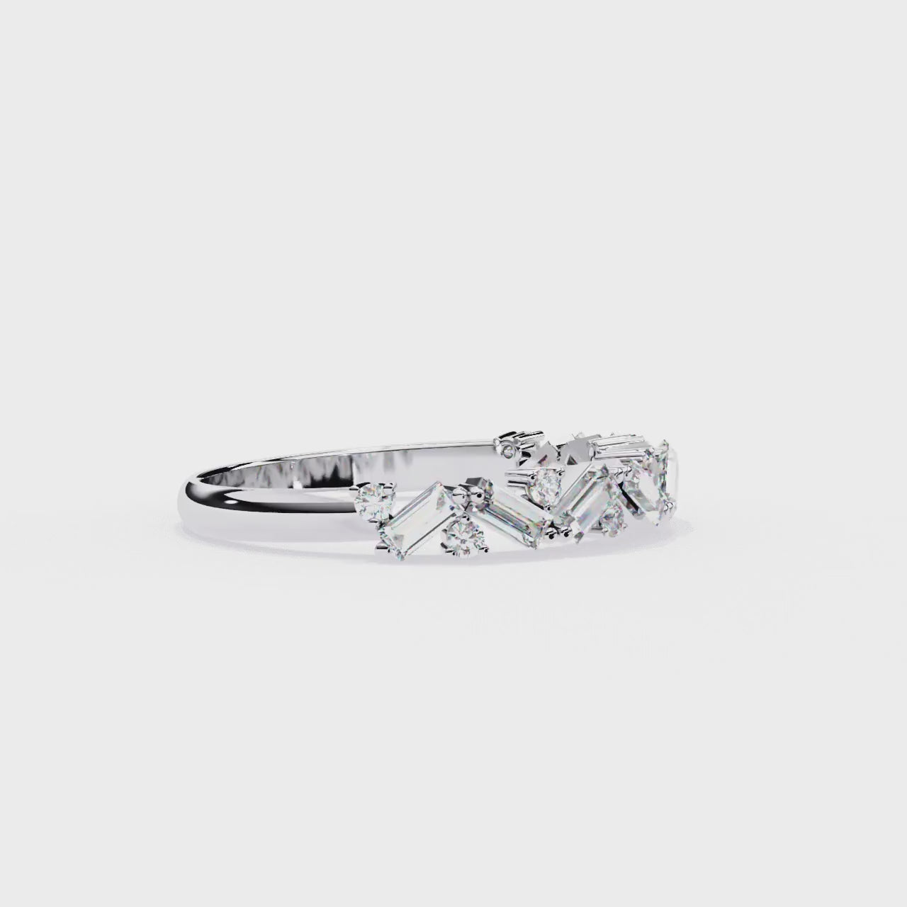 The Autin Spiral Baguette & Round Half Eternity Wedding Band