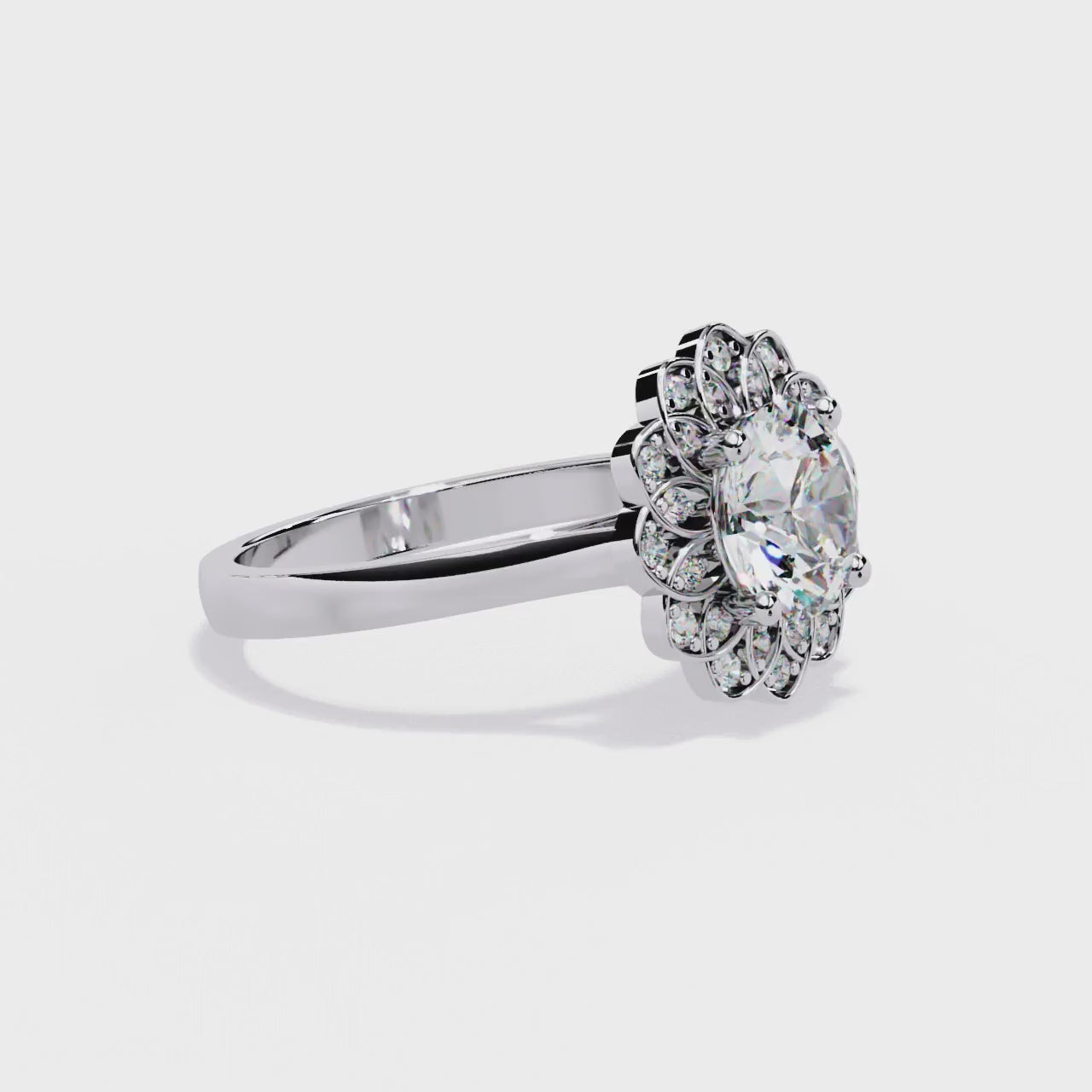 The Brandi Round Floral Halo Engagement Ring