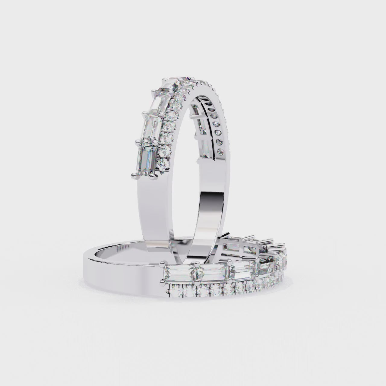 The Abigail Baguette & Round Half Eternity Wedding Band