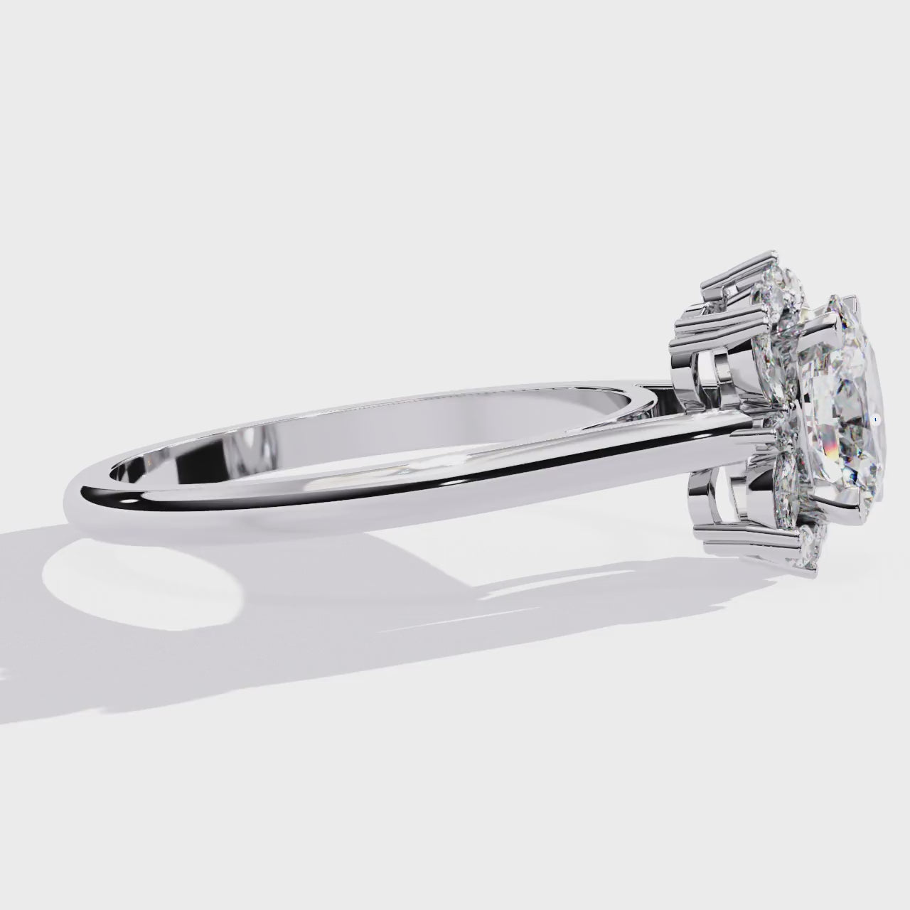 The Smiley Oval with Unique Halo Engagement Ring