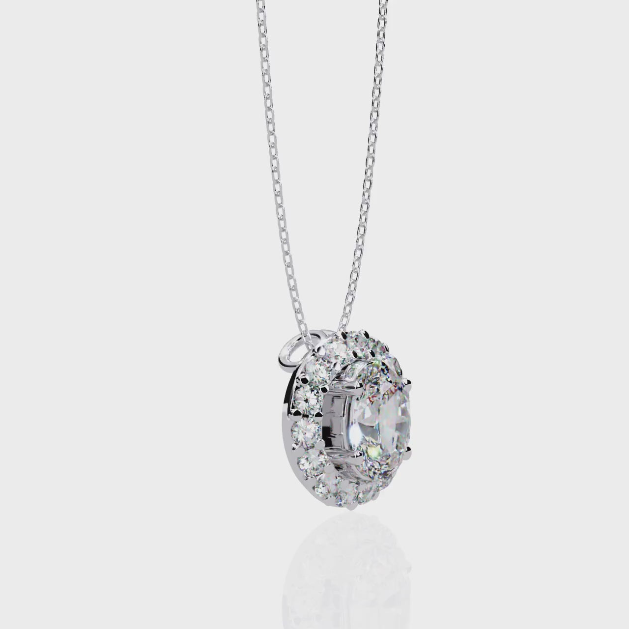 The Charlotte Oval Halo Pendant With Chain