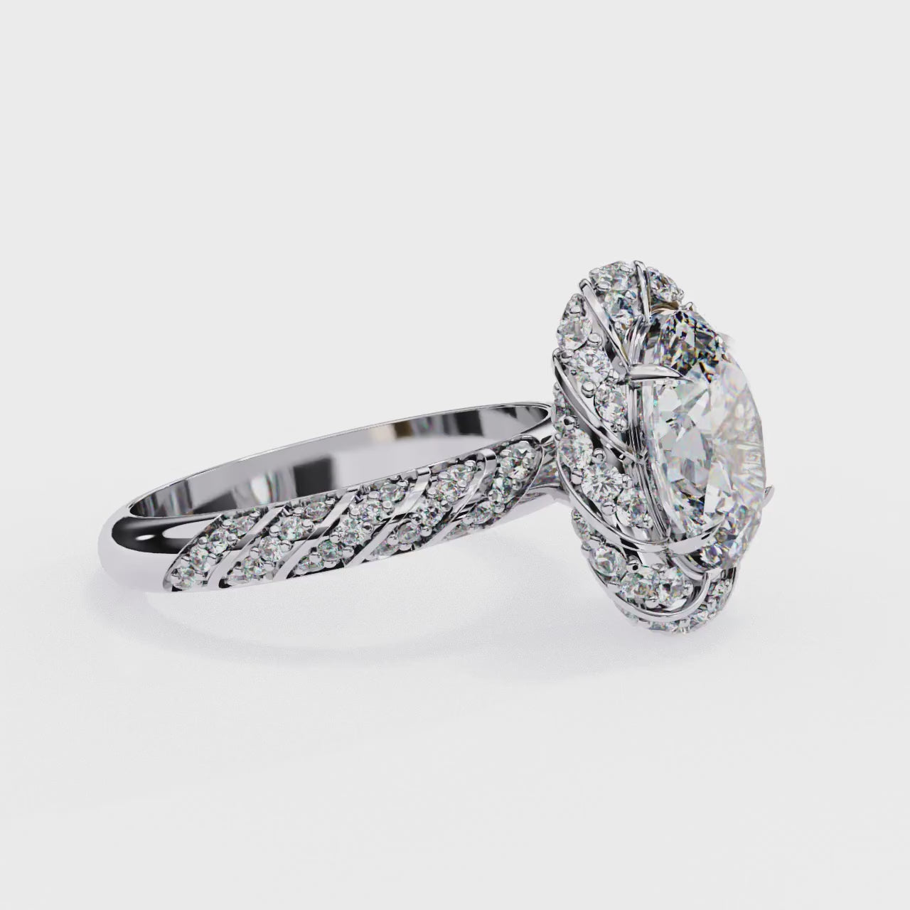 The Eddie Oval Helix Halo Engagement Ring