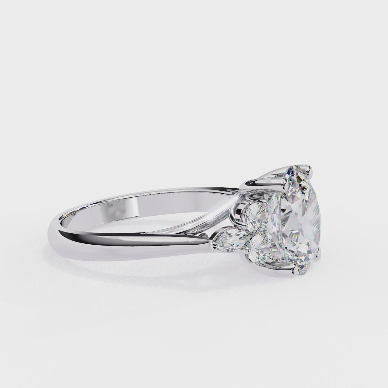 The Amira Oval Three Stone Engagement Ring
