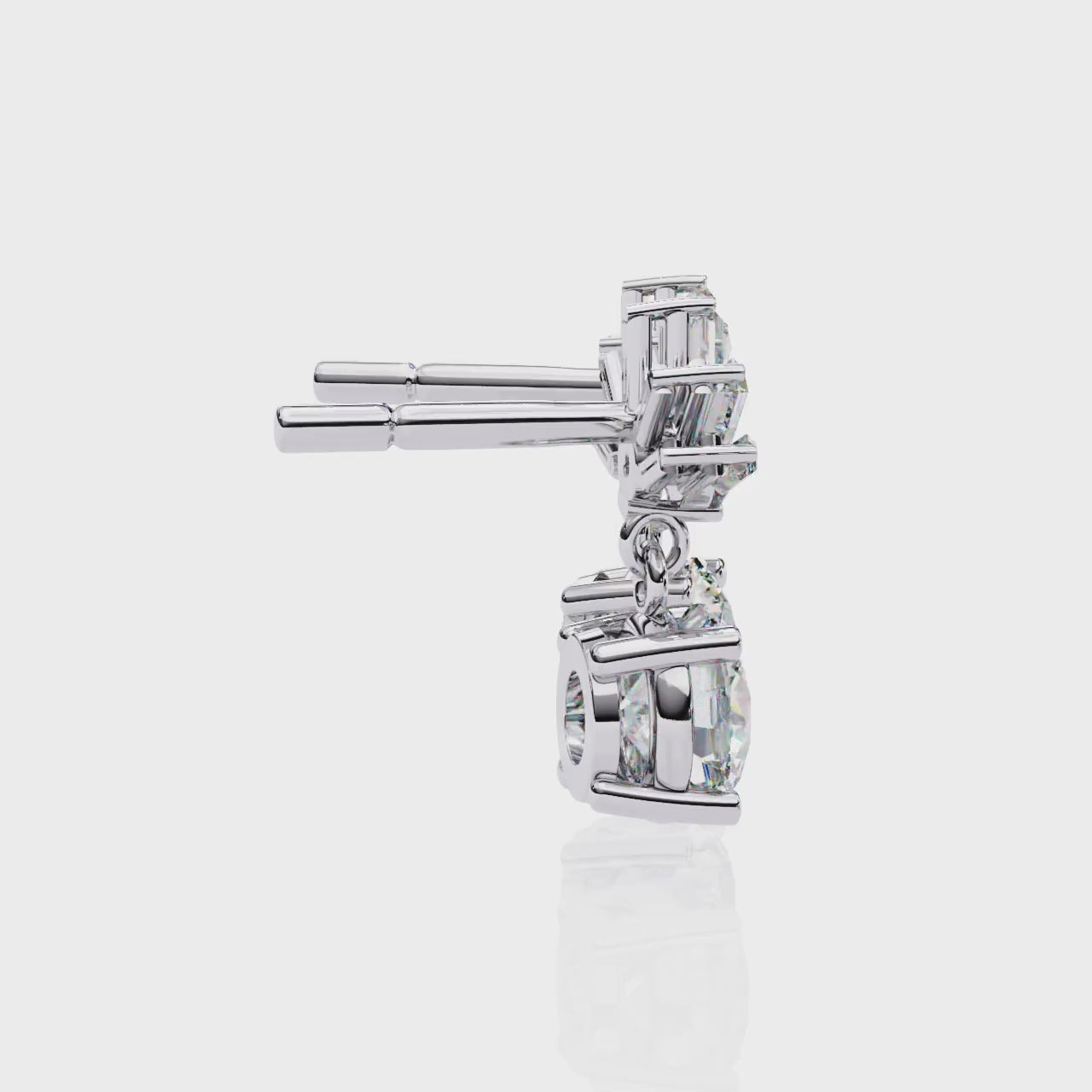 The Lasica Baguette Cut  Dangle 7 Round Cut Drop Earrings