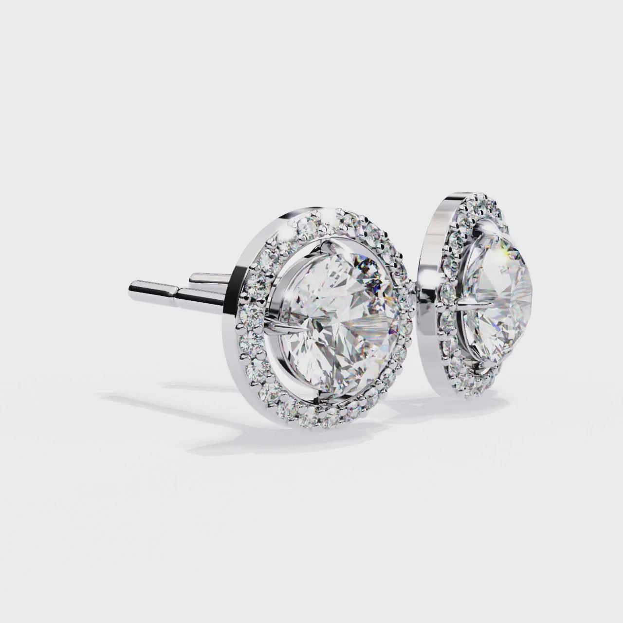 The Elijah Round Halo Style Stud Earrings