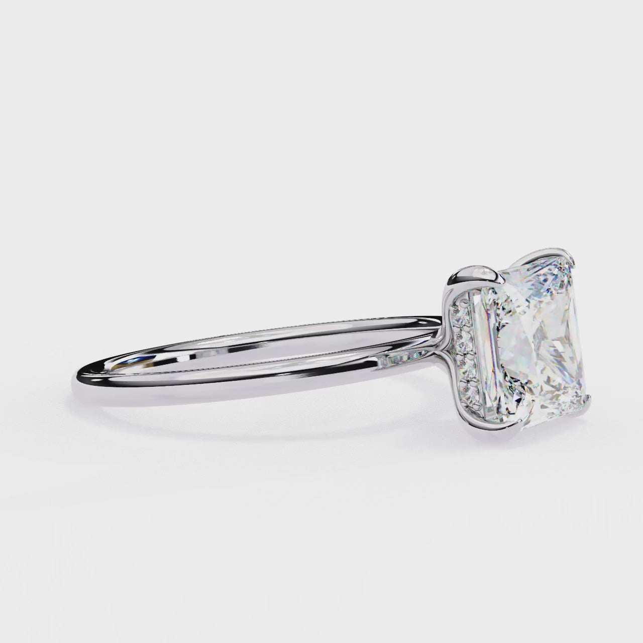 The Anthony Princess Solitaire Hidden Halo Engagement Ring