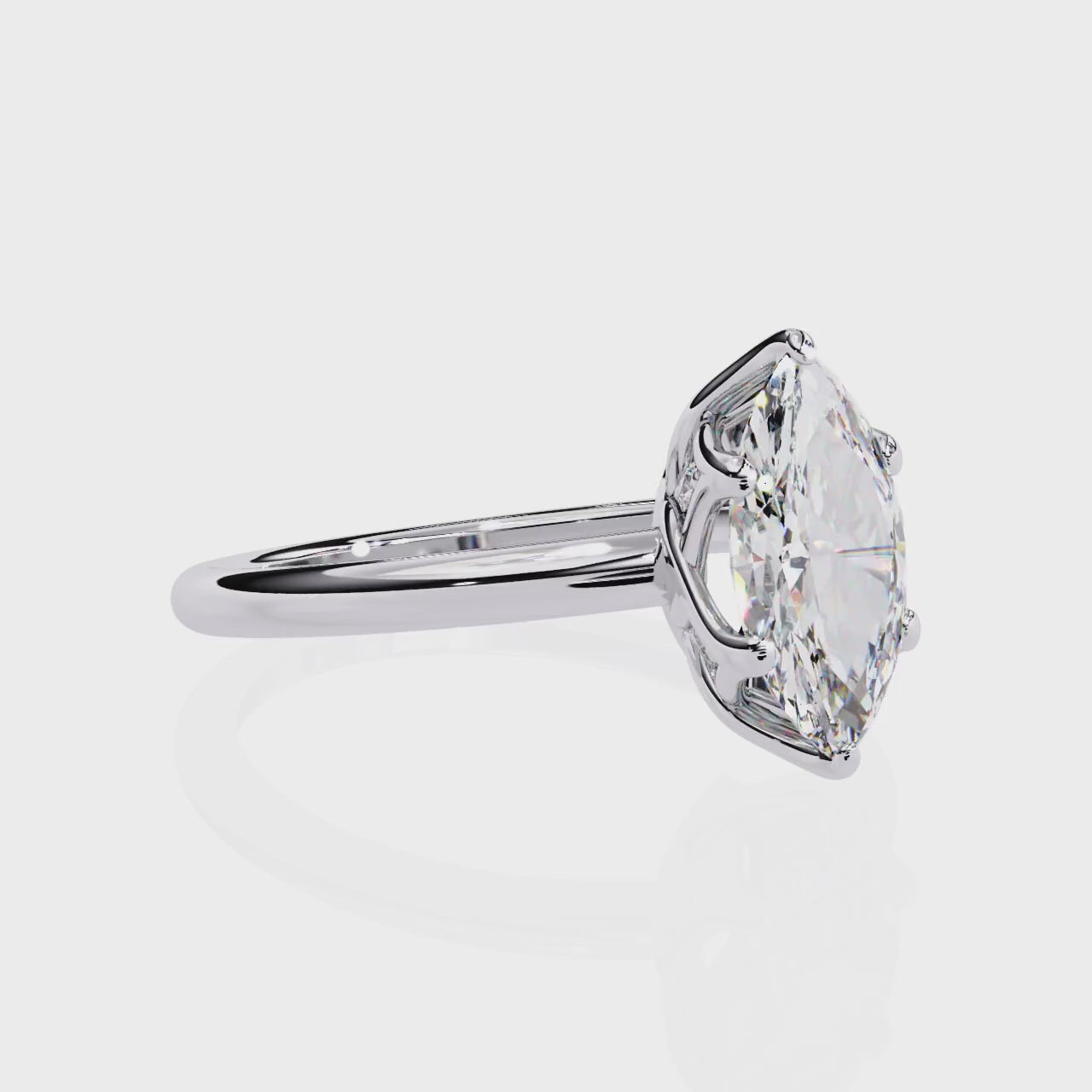 The Silvia Marquise Solitaire Lotus Prong Engagement Ring