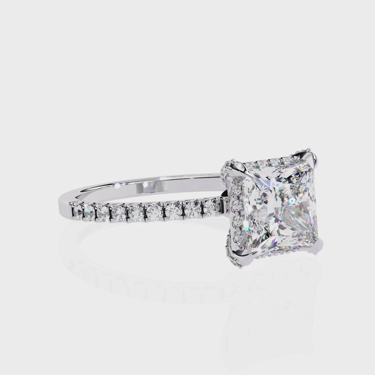 The Hailey Princess Modern Halo Engagement Ring