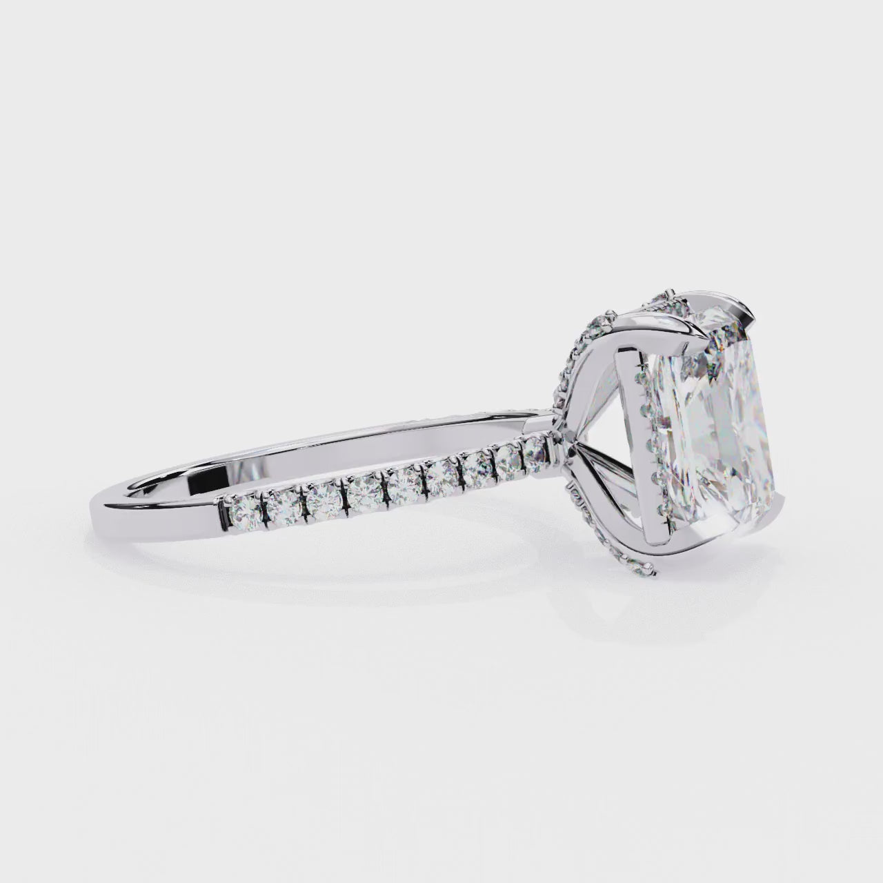 The Hailey Radiant Modern Halo Engagement Ring