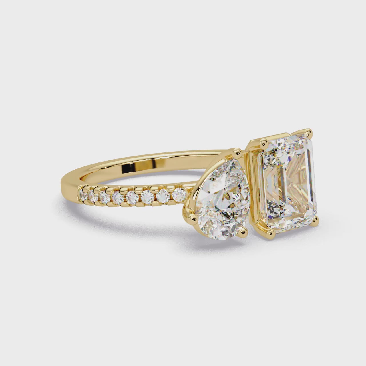 The Alice Emerald & Pear With Pave Toi Et Moi Engagement Ring