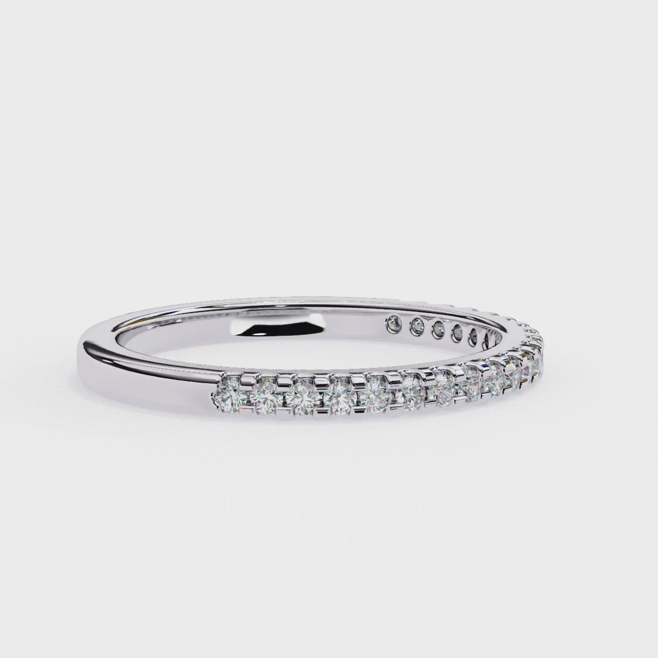 The Laura Round Scallop Pave Wedding Band