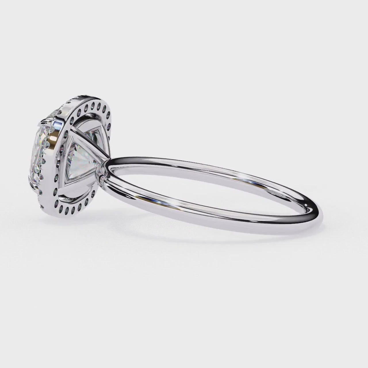 The Zachary Cushion Solitaire Halo Engagement ring