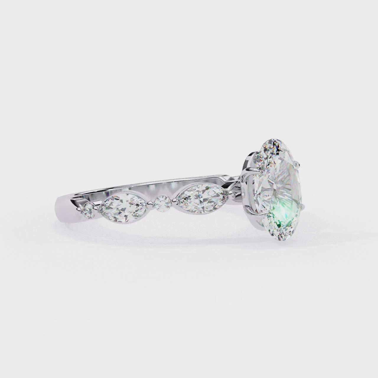 The Joanna Oval Solitaire Accent Engagement Ring