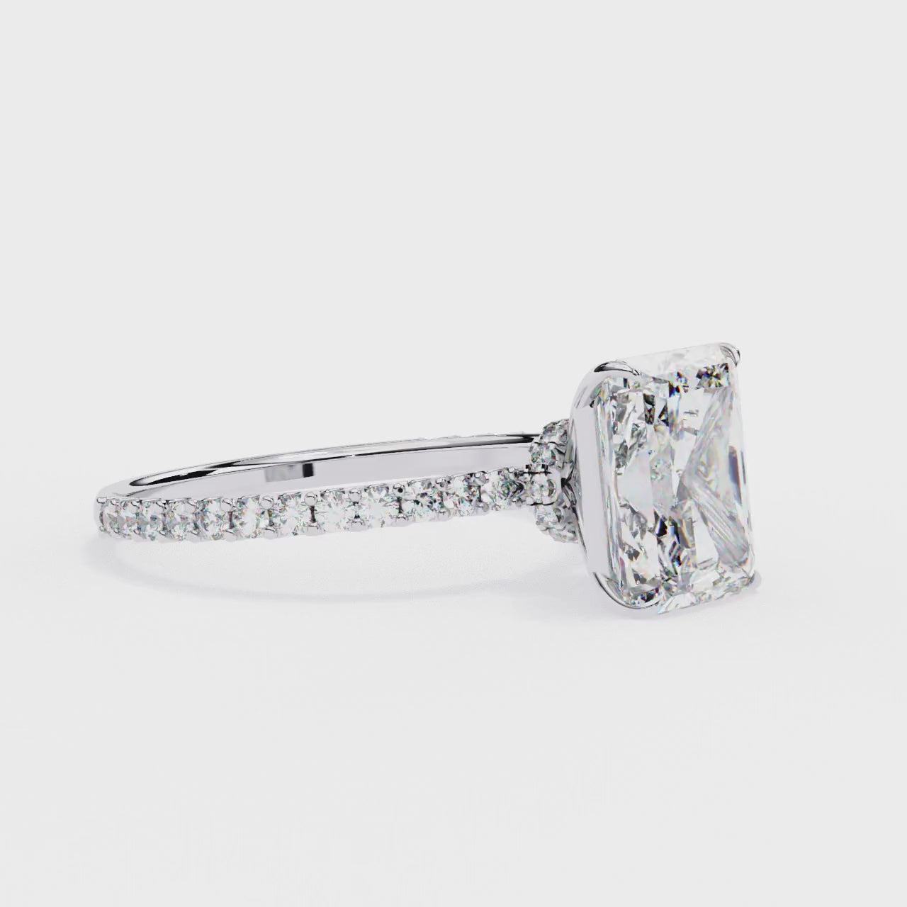 The Erica Radiant Mystic Secret Halo With Pave Engagement Ring