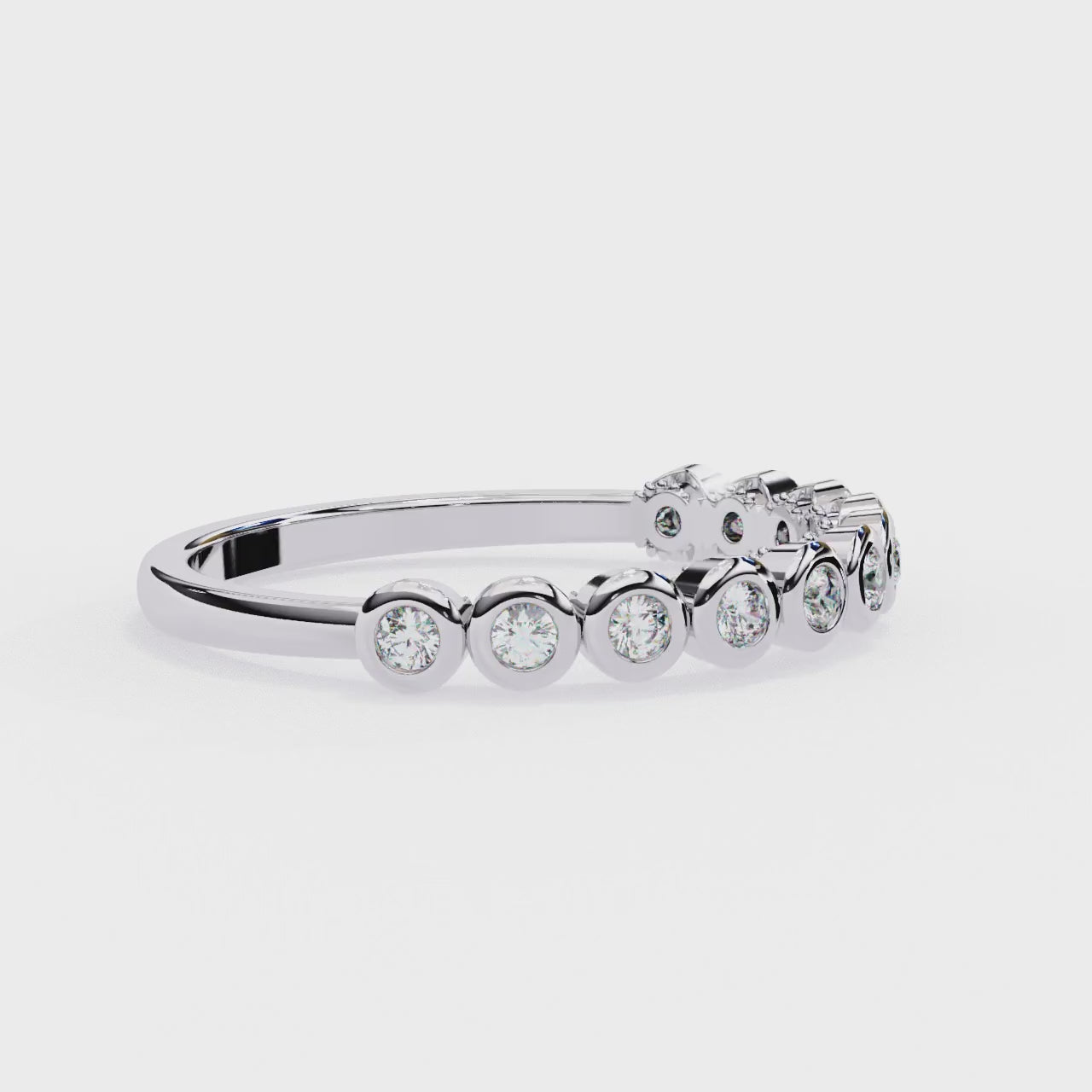 The Emilia Round Bezel Set Half Eternity Wedding Band