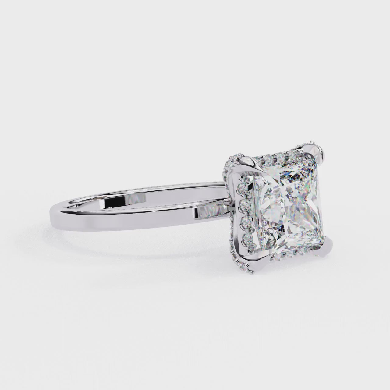 The Zachary Princess Solitaire Halo Engagement Ring