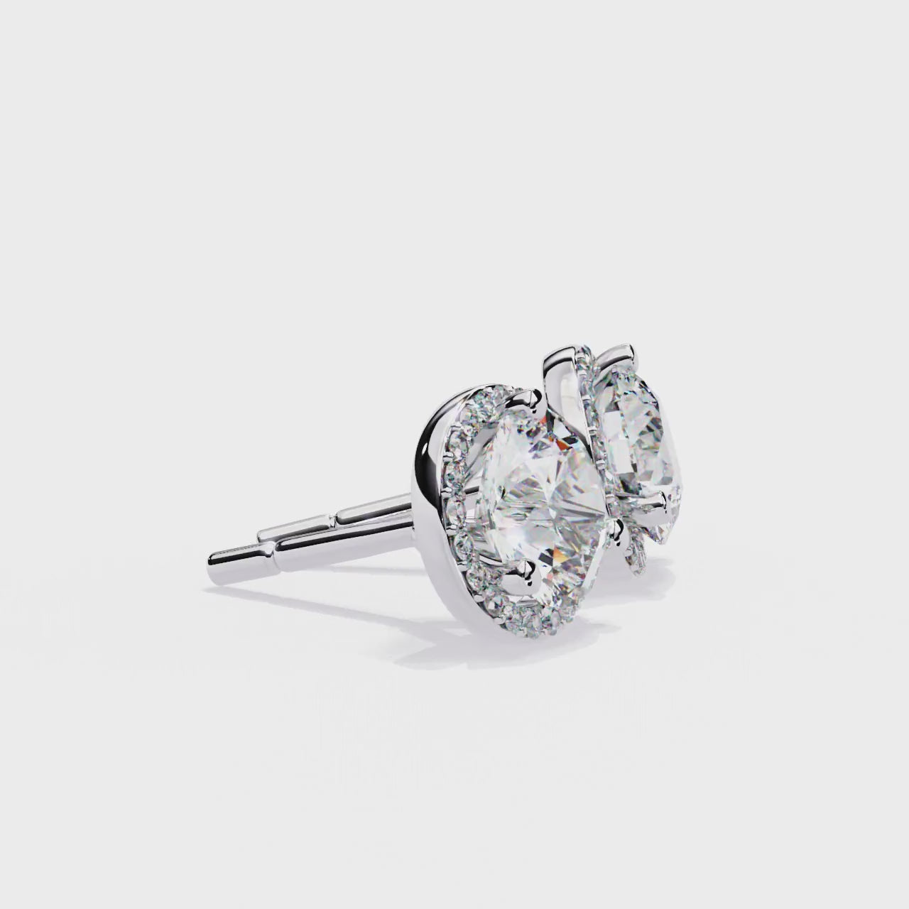 The Malen Round Three Prong Set Halo Stud Earrings