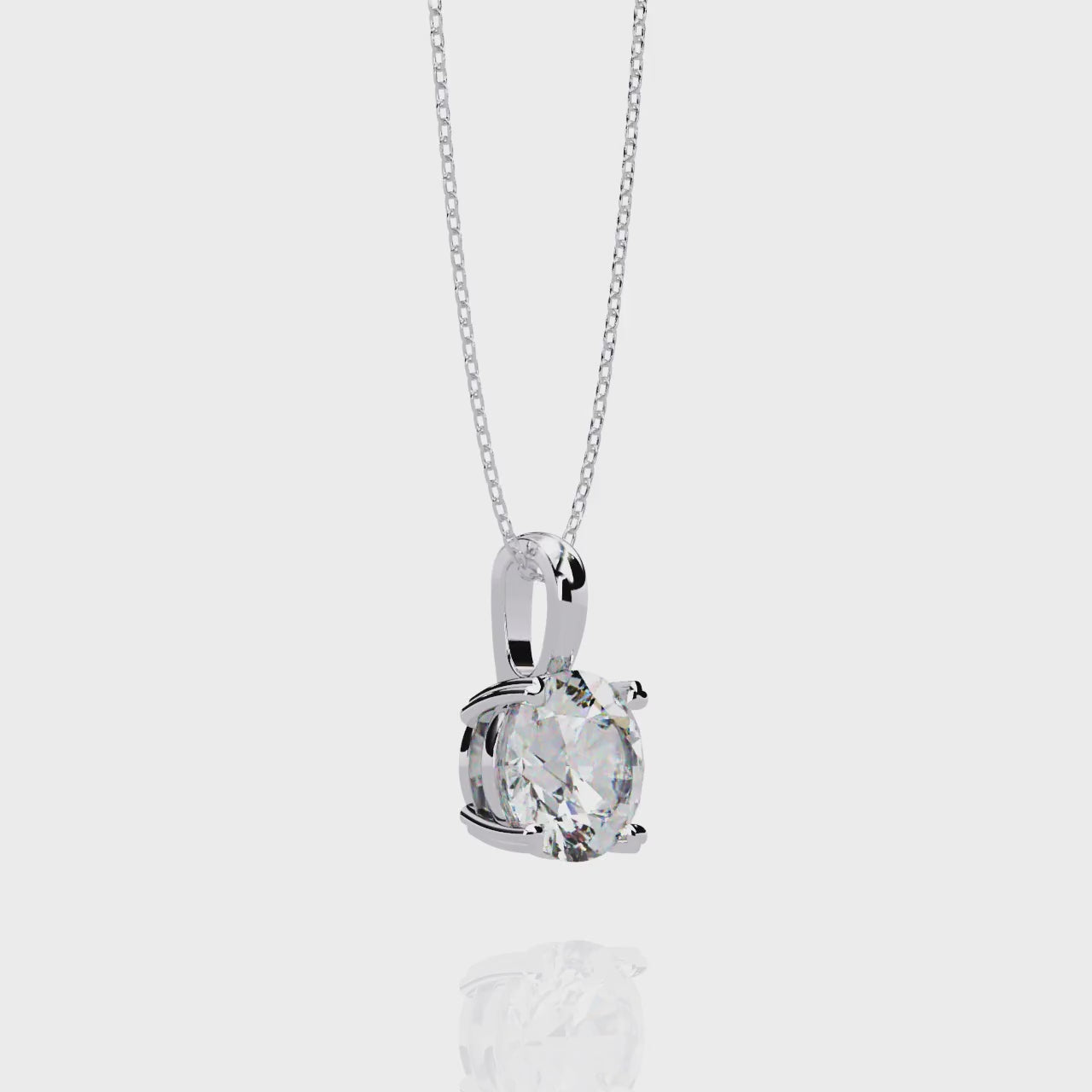 The Aurora Round Solitaire Double Claw Prong Pendant With Chain