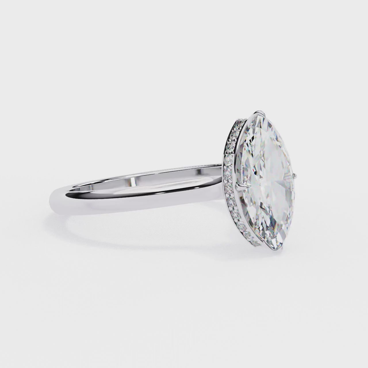 The Mindy Marquise Petite Pave Hidden Halo Engagement Ring