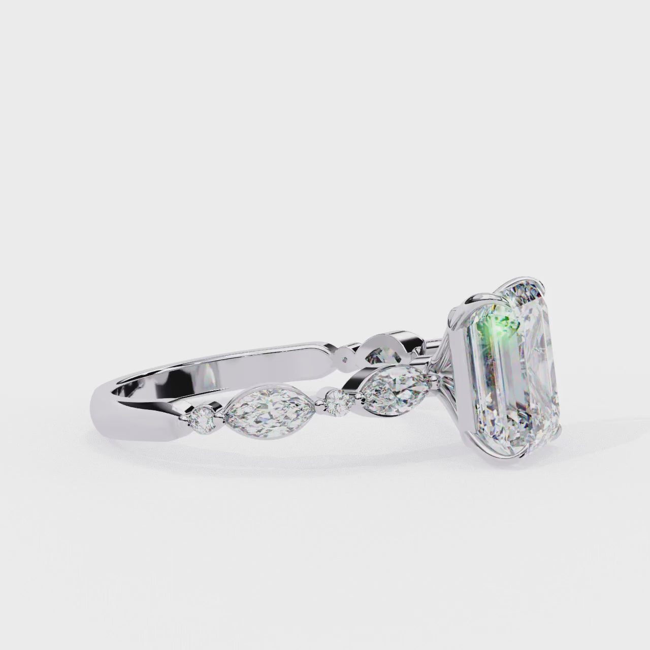 The Joanna Emerald Solitaire Accent Engagement Ring
