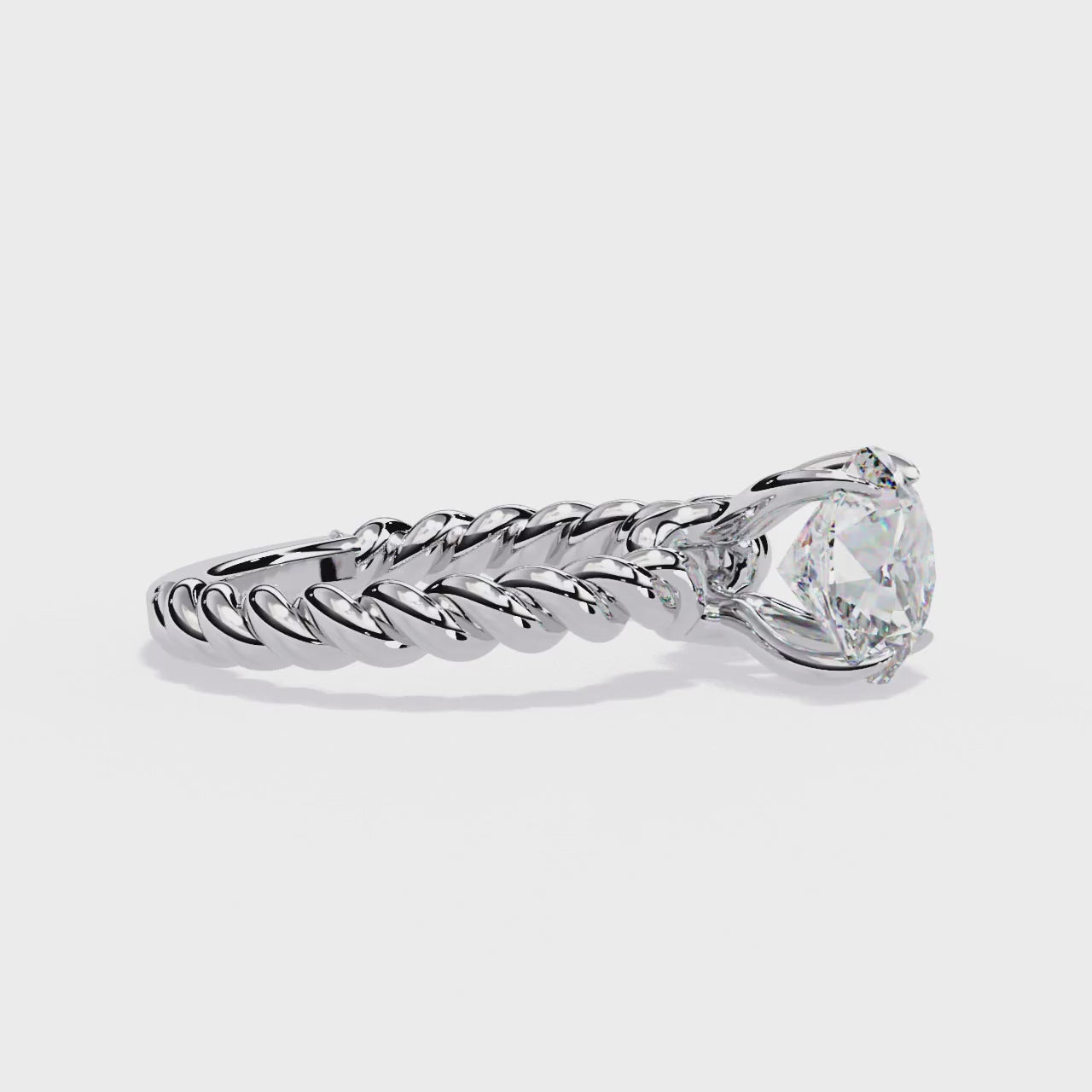 The Audrey Round Solitaire Rope Band Engagement Ring