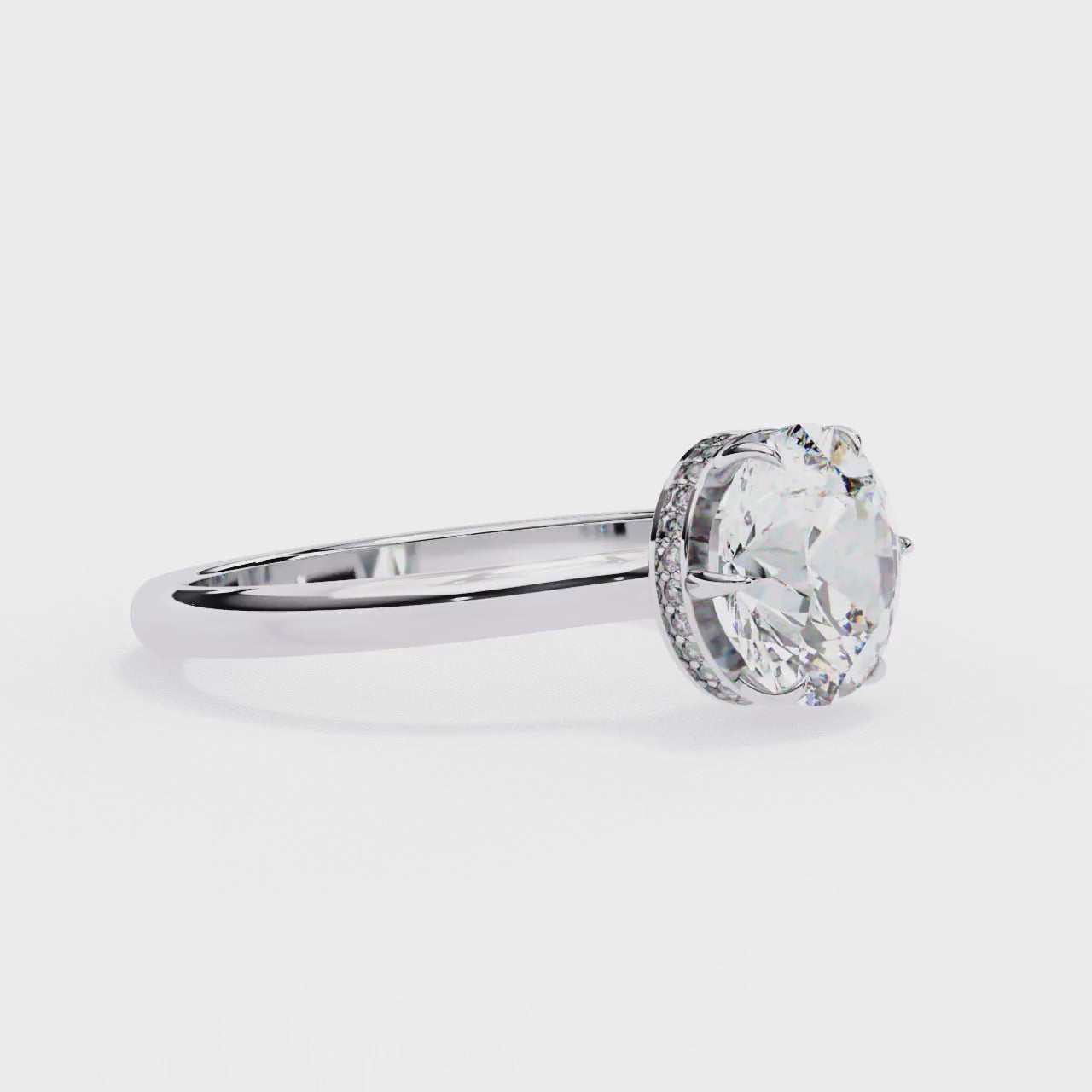The Mindy Petite Pave Round Hidden Halo Engagement Ring
