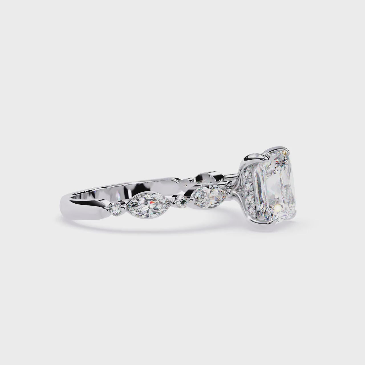 The Dani Princess Hidden Halo with Accent Stone Engagement Ring