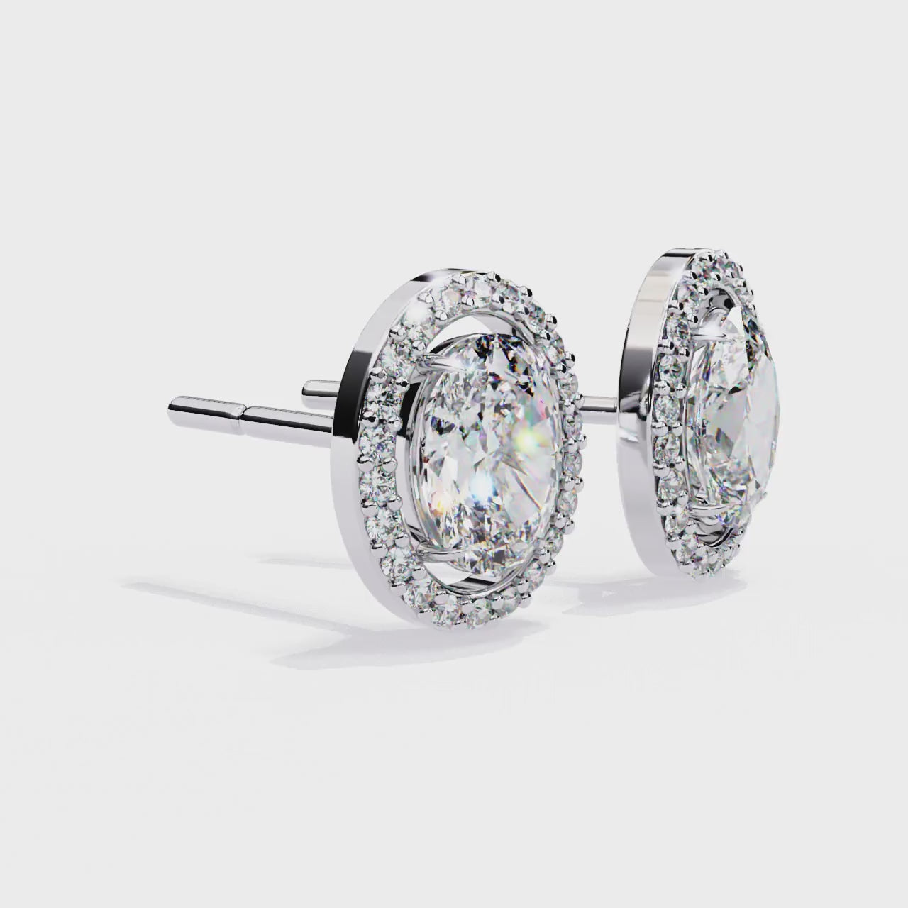 The Elijah Oval Halo Style Stud Earrings
